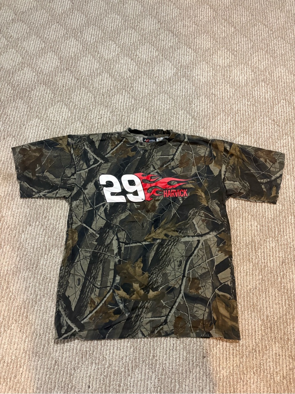Vintage Full Camo Chase Authentics Kevin Harvick 29 Hunting XLarge Shirt